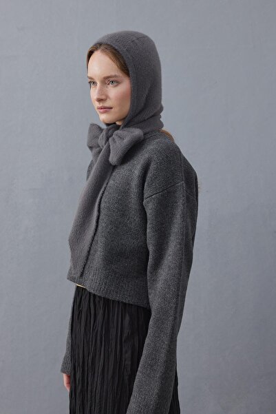 Fahhar Anthracite Soft Balaclava - Lacing Detailed Beret