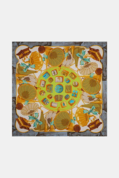 Vakko YEŞİL OBJE DESENLİ TWILL EŞARP