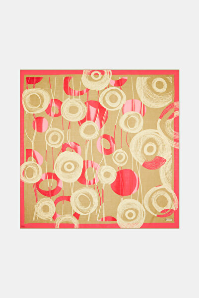 Vakko BEJ GEOMETRIK DESENLI VUAL İPEK EŞARP