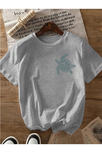 Revasser Unisex Kadın/Erkek Caretta Renkli Özel Baskılı Oversize Pamuk Penye T-Shirt