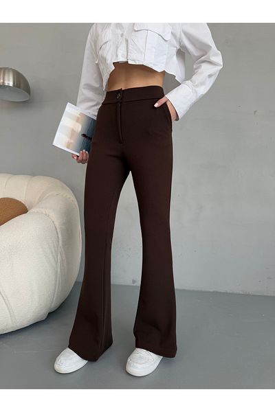 alanora Women's High Waist Flared Leg Stretchy Lycra Fabric Pants