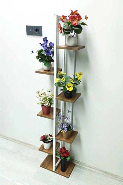 adımshops 7 Raflı,dikey Saksılık,çiçeklik,metal Gövdeli Suntalam