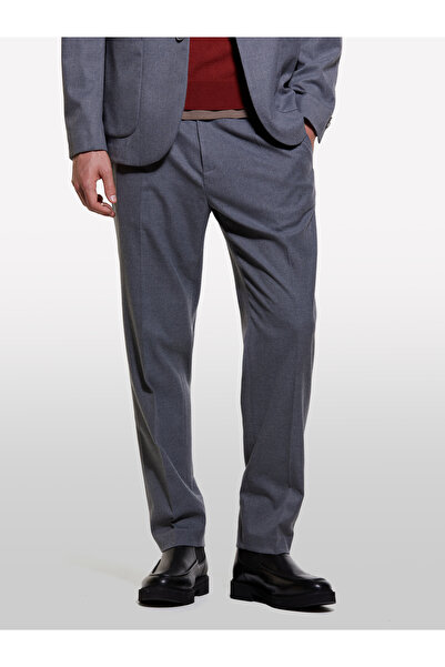 Sisley Men's Gray Viscose Blended Relaxed Fit Jogger Pants