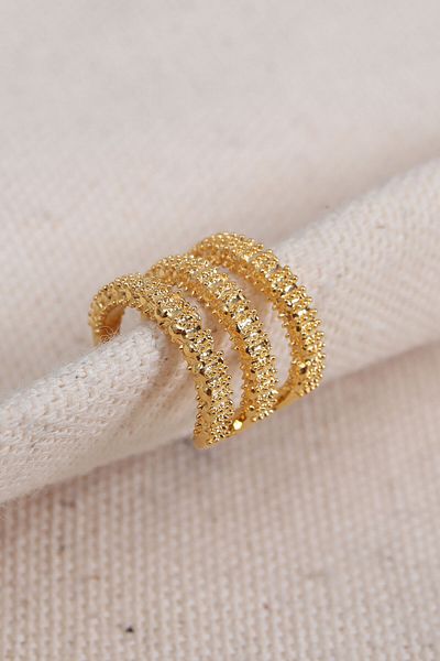 Süspüs Accessories 3 Strips Gold Color Cartilage Earrings