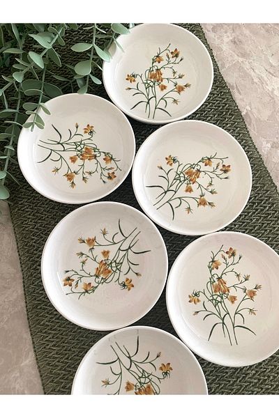 Yiğit Seramik Züccaciye Çiğdem Model 6-Piece Small Round Breakfast Set