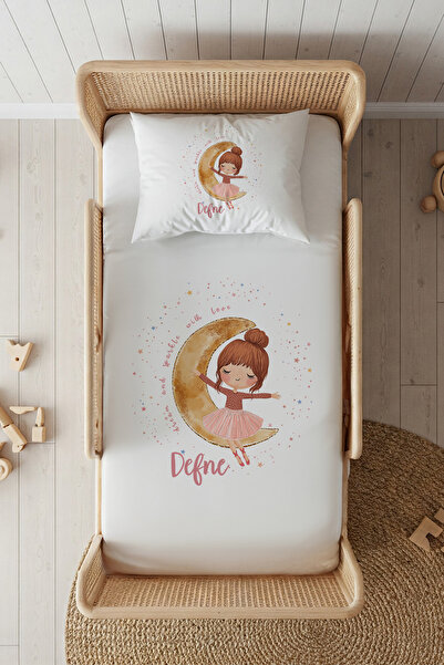 Lilabio %100 Pamuk Saten İsme Özel İsimli 100x200 Tek Kişilik Lastikli Çarşaf...