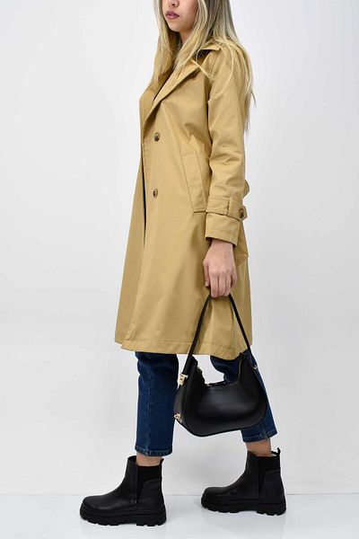 birizmoda Slit Lined Seasonal Trench Coat - Camel
