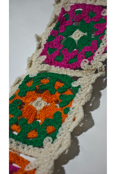 ÖZPAŞ TEKSTİL VE AKSESUAR Motifli Renkli Örgü Şerit 9cm