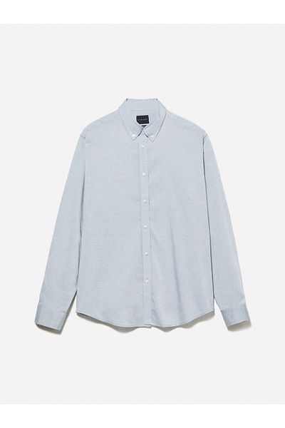 Sisley Men's Light Mint Lyocell and Cotton Blend Regular Fit Shirt