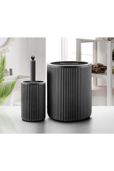 Sas Haus Black Acrylic Wc Toilet Brush and Capo Bucket 3376