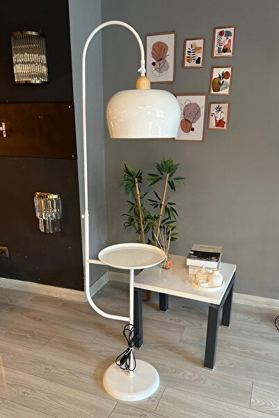 Bamyum Lambader Beyaz Hareketli Başlık Sehpalı Modern Dekoratif Metal Oturma Odası Çalışma Odası Zemin