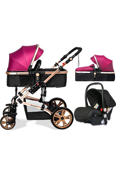 TEKNUM Teknum 3In1 Pram Stroller + Infant Car Seat - Wine