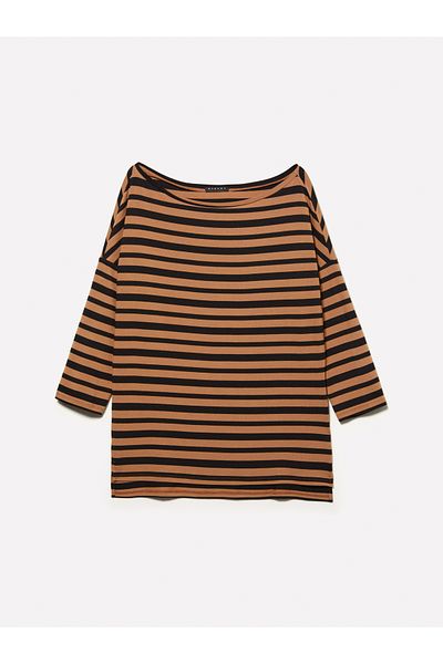 Sisley Tricou cu mânecă lungă, cu dungi orizontale, cu dungi orizontale, cu mânecă lungă