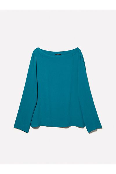 Sisley Γυναικεία Σμαραγδένια Πράσινη 100% Ιμάντα Άνετη Μπλούζα με λαιμόκοψη με σχισμές στο πλάι