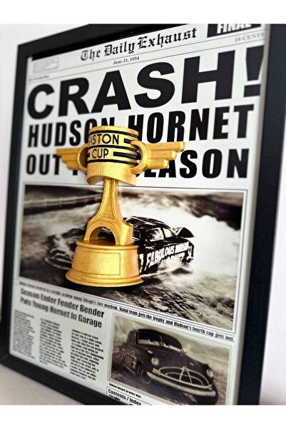 POSTER Piston Kupası 3D Çerçeveli Tablo - Cars Arabalar 3 Boyutlu Çerçeveli T...