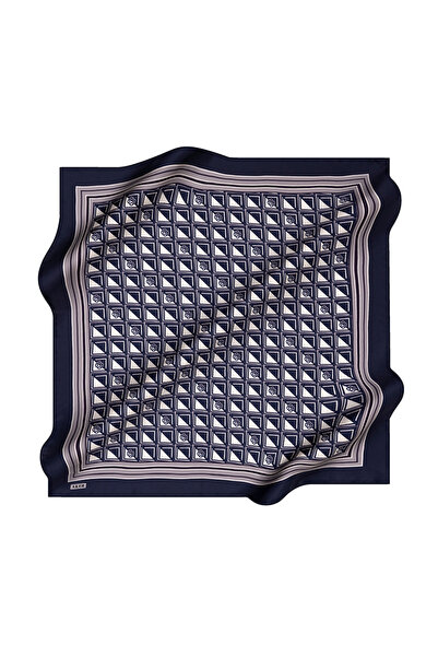 Aker Logo Desenli İpek Krep Saten Eşarp