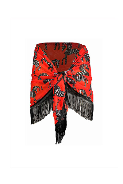 Bolder Amore Tasseled Red Zebra Pareo