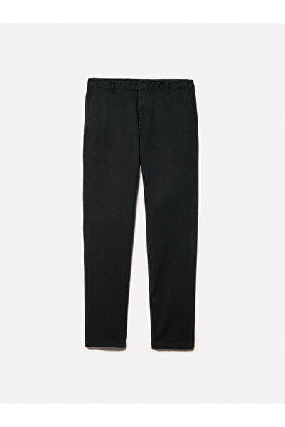 Sisley Ανδρικό παντελόνι chino με λεπτή εφαρμογή από μείγμα μαύρου βαμβακιού