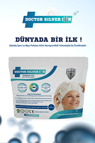 Doctor Silver Ion Gümüş Iyonlu, Kremli, Durulama Gerektirmeyen, Onarıcı Hasta Saç Yıkama Bonesi (1 ADET)