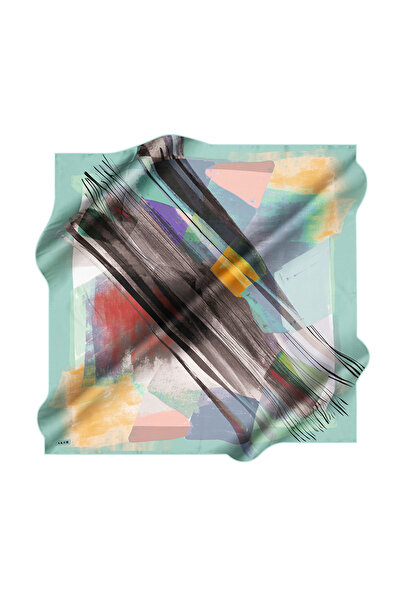 Aker Fırça Desenli İpek Krep Saten Eşarp