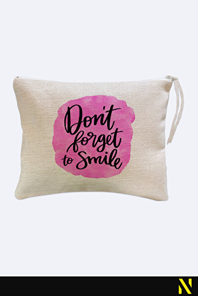 nilizma Don'T Forget to Smile Patterned Linen Handbag