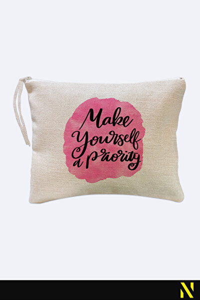 nilizma Make Yourself a Priority Patterned Linen Handbag