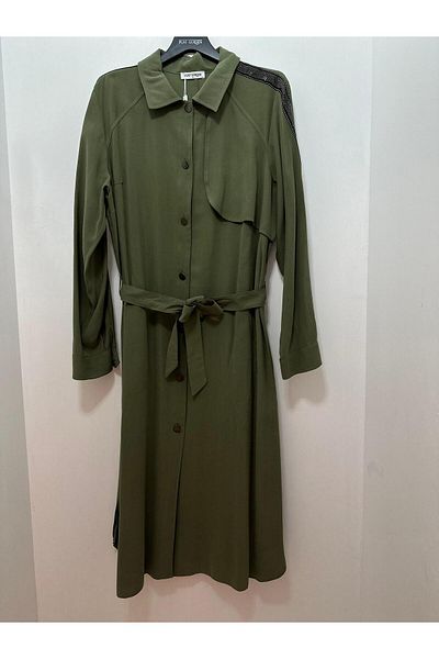 FUAT GÜRSEN Shirt Collar Buttoned Stone Detail Belted Cap