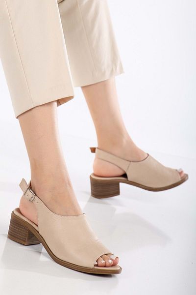 ANALİN SHOES Sandale de damă de culoare bej din piele naturală cu cataramă