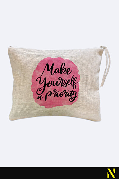 nilizma Make Yourself a Priority Patterned Linen Handbag