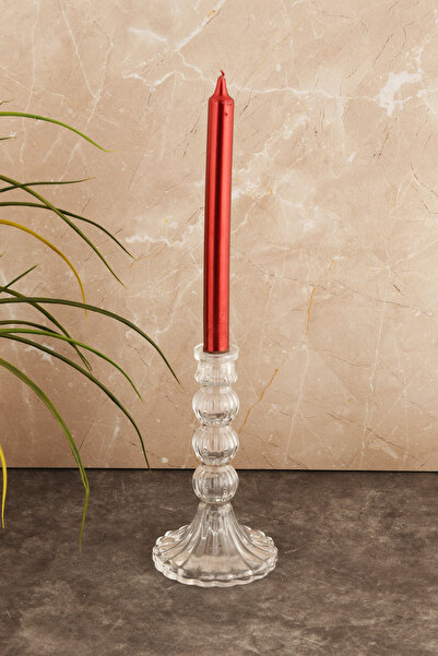 nuvom MİA Cam Şamdan Büyük Dekoratif Krıstal Görünümlü Mumluk Şamdan