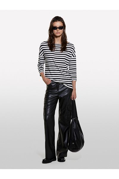 Sisley Tricou cu mânecă lungă pentru femei, cu dungi orizontale, cu dungi orizontale, cu mânecă lungă