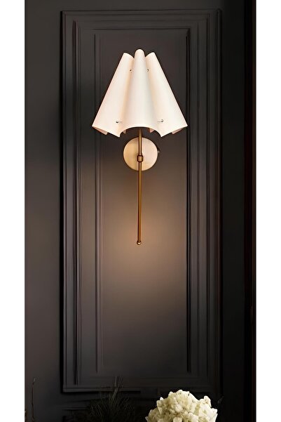 burenze Modern Aplik Lotus Papatya Pilli Aplik Kablosuz Eskitme Gold Duvar Aplik Krem Abajur