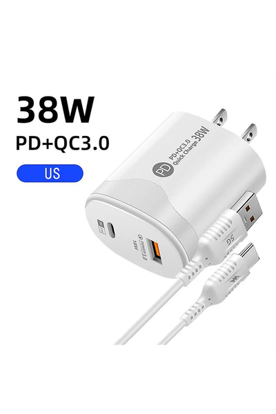 Choice WHITE US Tatal 38W Wall Charger Quick Charge PD20W Power3.0 Fast Charg...