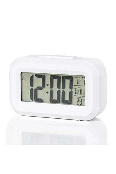 Choice White LED Digital Alarm Clock Backlight Snooze Data Time Calendar Desktop Multifunction Electronic B
