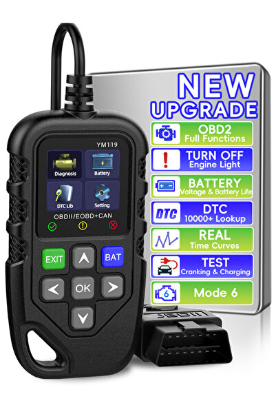Choice ماسح ضوئي OBD2 أسود مع اختبار البطارية، أداة تشخيص الماسح الضوئي OBDII...