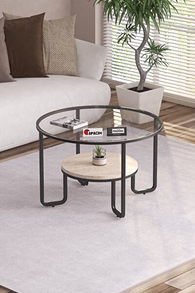 Tapacım TOSKANA ORTA SEHPA 70 ÇAP TRAVERTEN RENK