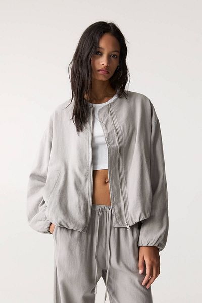 Pull & Bear Linen blend bomber jacket