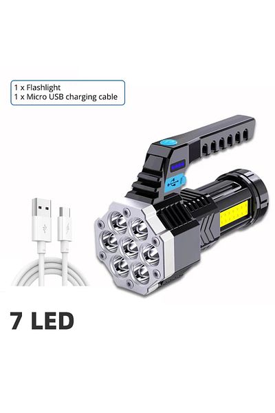 ESMARTER 828   7LED High Power Rechargeable Led Flashlights 7LED Camping Torch With Cob Side Light Lightweigh