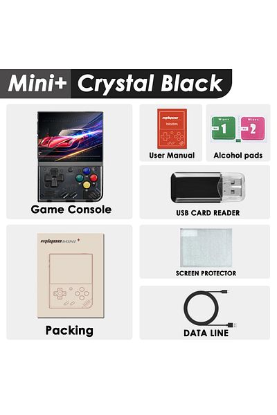 MIYOO 64G(15K Games) Crystal Black MIYOO Mini Plus Portable Retro Handheld Game Console V2 Mini+ IPS Scree