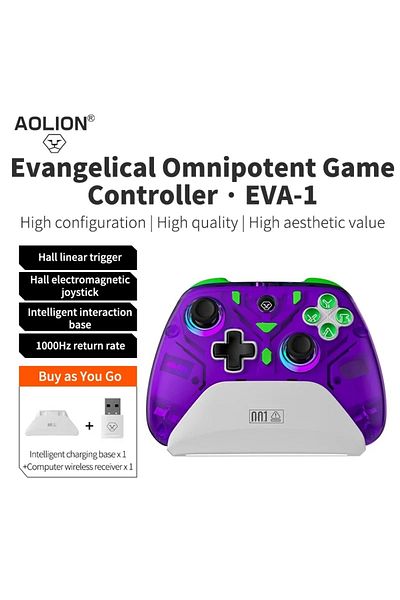Choice Purple Aolion K10 Gaming Controller With Charging Dock RGB Wireless Gamepad Hall Effect Joystick Tri