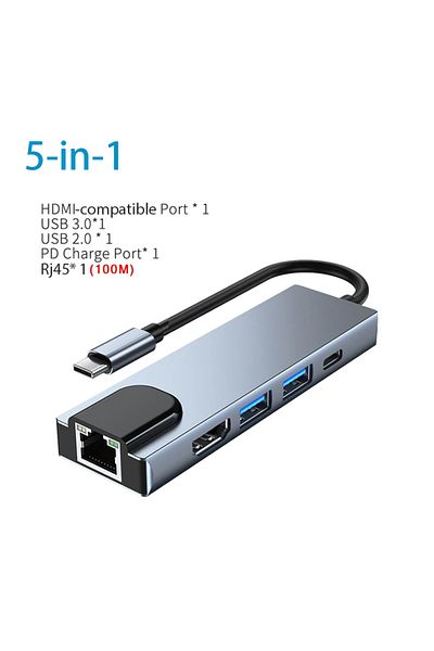 EOENKK موزع USB-C 5 في 1 من النوع C وموزع Thunderbolt 3 ومحطة إرساء ومحول للكمبيوتر المحمول مع جهاز MacBook Air M