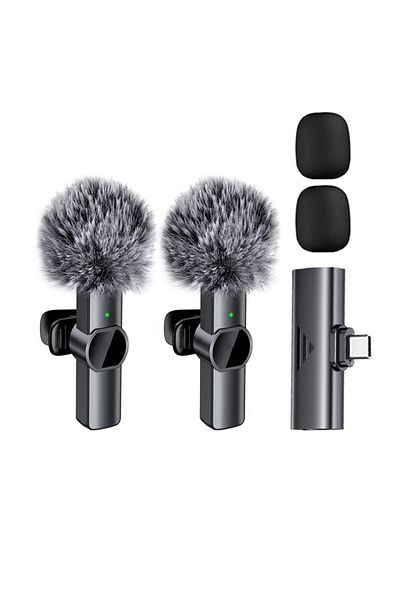 Choice 2in1 For Type-C Wireless Lavalier Microphone for Cell Phone Noise Reduction Portable Audio Video Liv