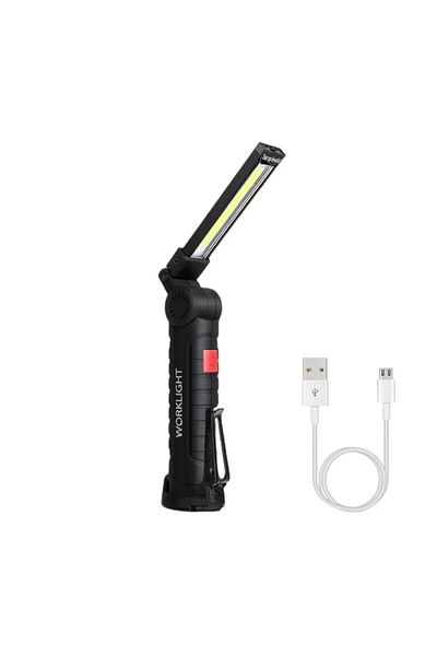 ESMARTER W51 short LED Flashlight Rechargeable Work Light Hanging Hook Magnetic with Builtin Battery USB Port