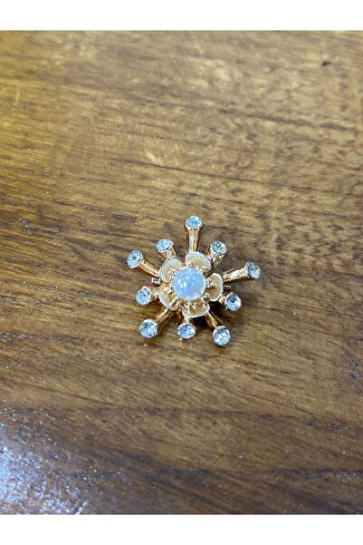 Gönülden Tasarım ZİRKON TAŞ İNCİLİ BROŞ YAKA GİYİM AKSESUARI 4X4 CM