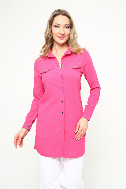 HİVAY TEKSTİL Düğmeli Cep Detaylı Tunik