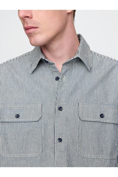 GAP ErkekÇizgili Denim Gömlek