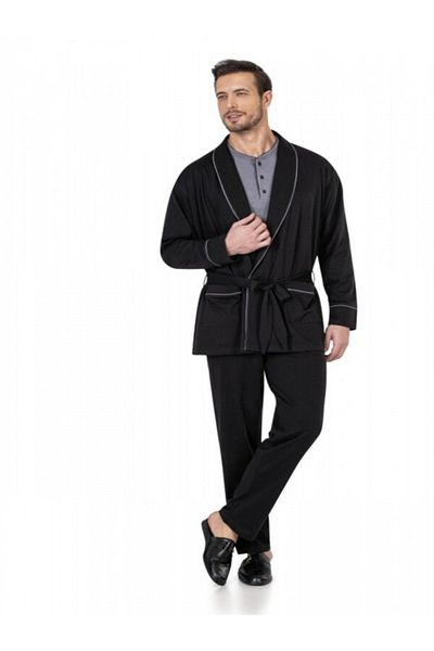 Pierre Cardin Men's Black Knitwear Pajama Set Groom Dowry Set