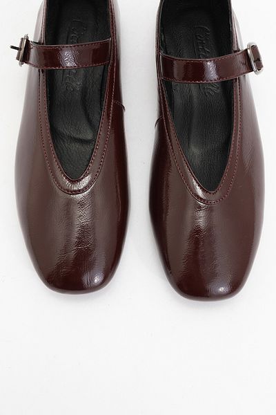 LuviShoes Γυναικεία παπούτσια μπαλαρίνας JARRET Claret Red λουστρίνι από γνήσιο δέρμα