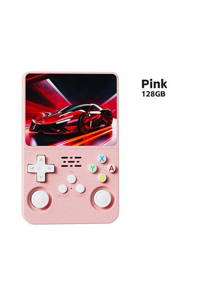 yydzkj 128GB Pink R36S Retro Handheld Video Game Console Linux System 3.5-inch IPS Screen Mini Portable Han