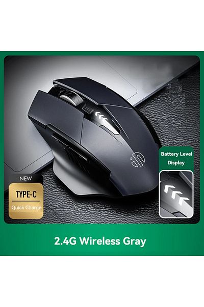 INPHIC Wireless-Gray Bluetooth Compatible Mouse Rechargeable 2.4G INPHIC Wireless Mouse Office Mute Support